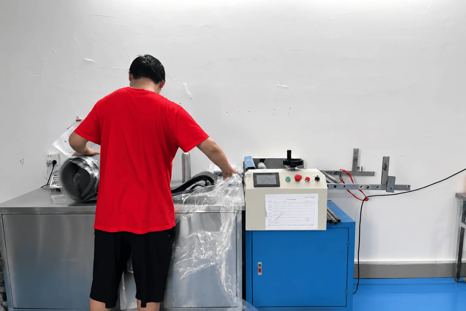 PVC color mixing workshop preparing custom product colors