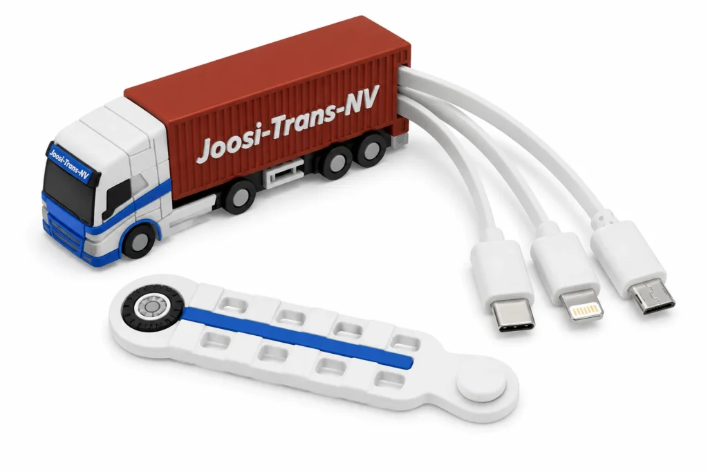 Custom charging cables for conference welcome kits, event giveaways and promotional merchandise.