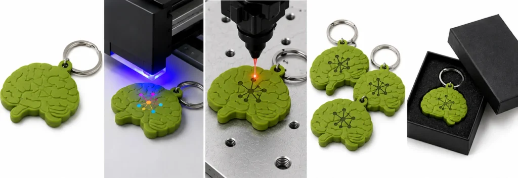 Custom logo branding services using printing and engraving on promotional products