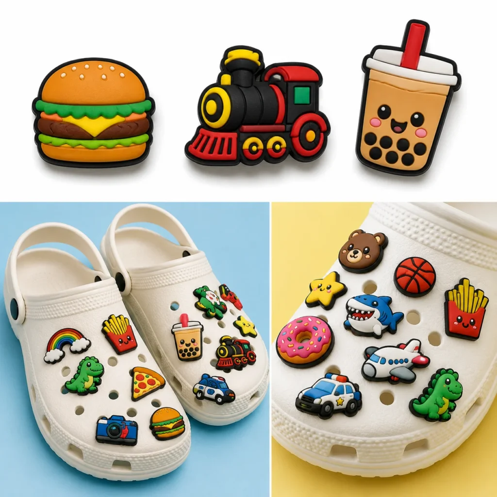 Custom PVC shoe charms for Retail IP Merchandise and collectible retail collections.