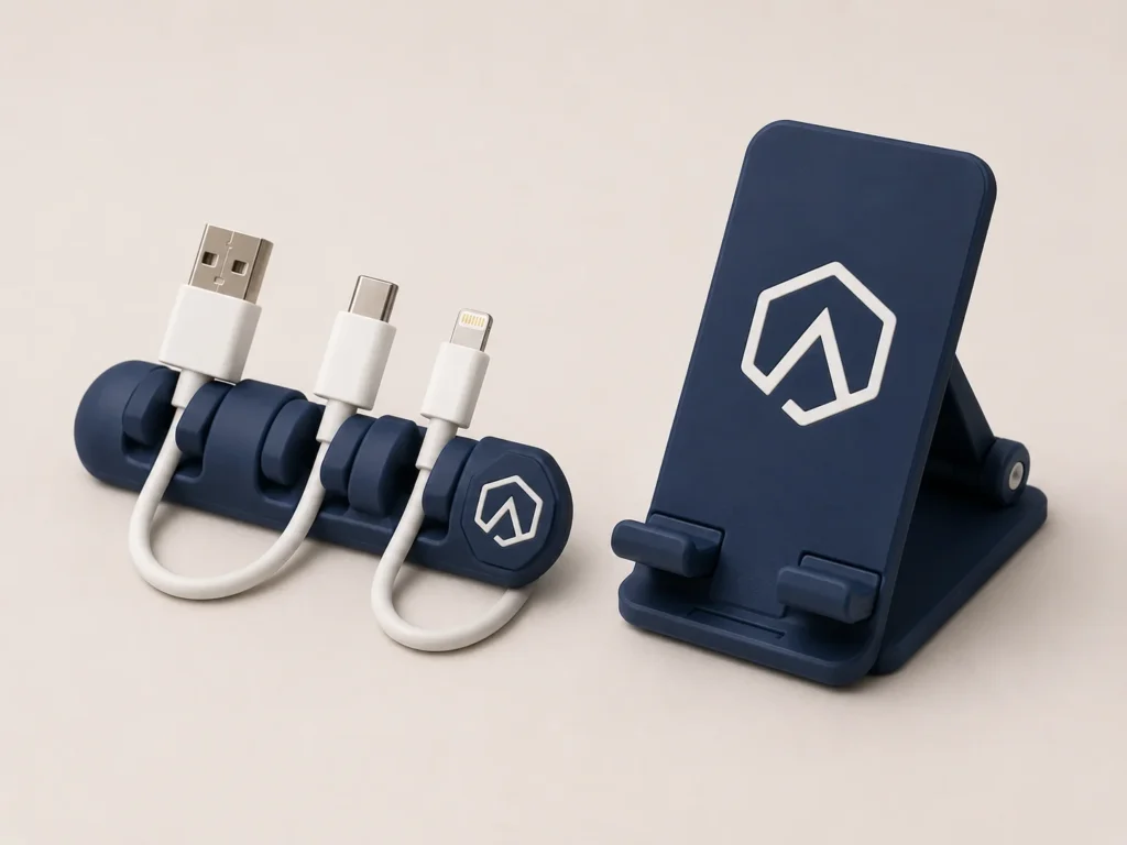 Premium executive corporate gift set with technology accessories and presentation box