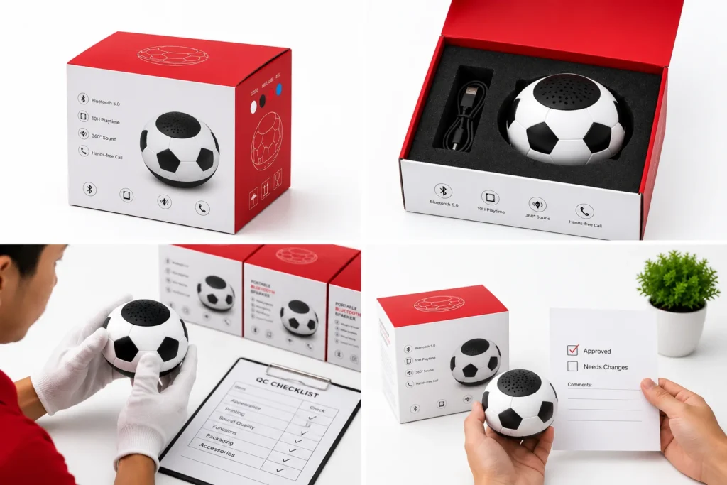 Finished packaging sample prepared for customer approval before production