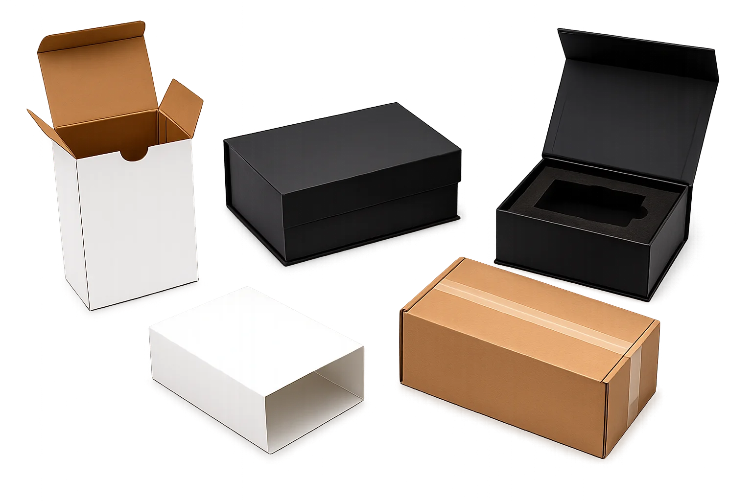 Paper and cardboard packaging including folding cartons and rigid gift boxes