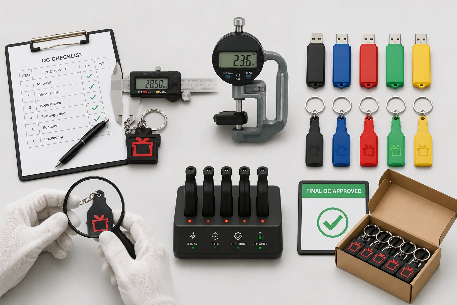 Quality control inspection during custom product manufacturing