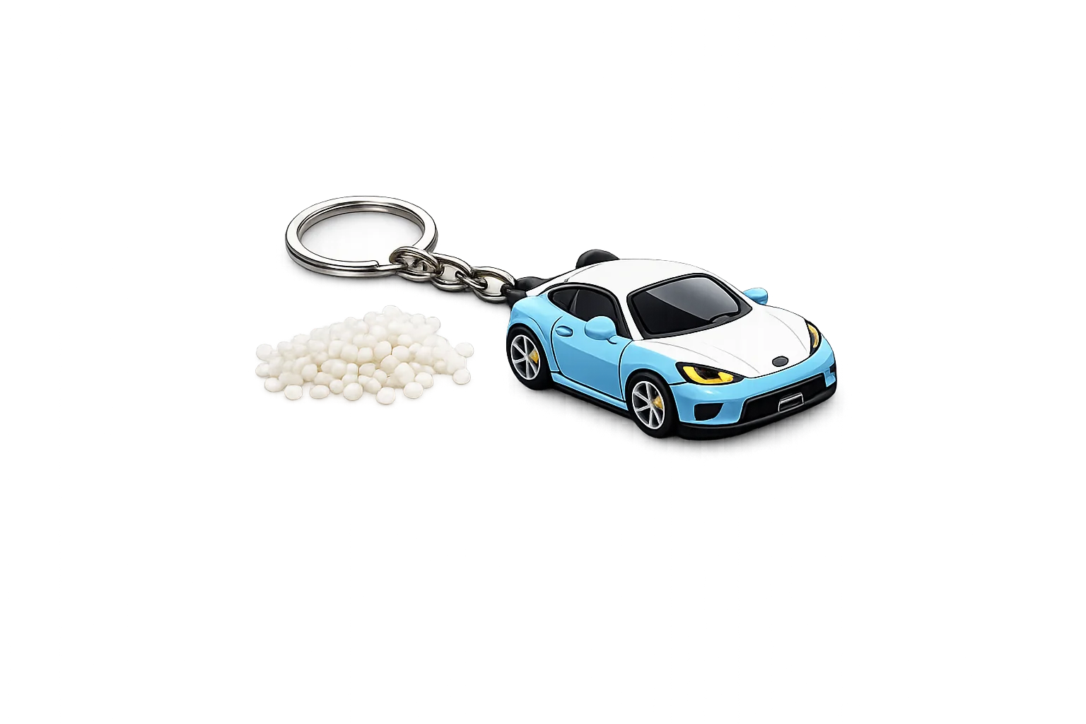 Soft PVC material used for custom keychains, magnets, patches and promotional products