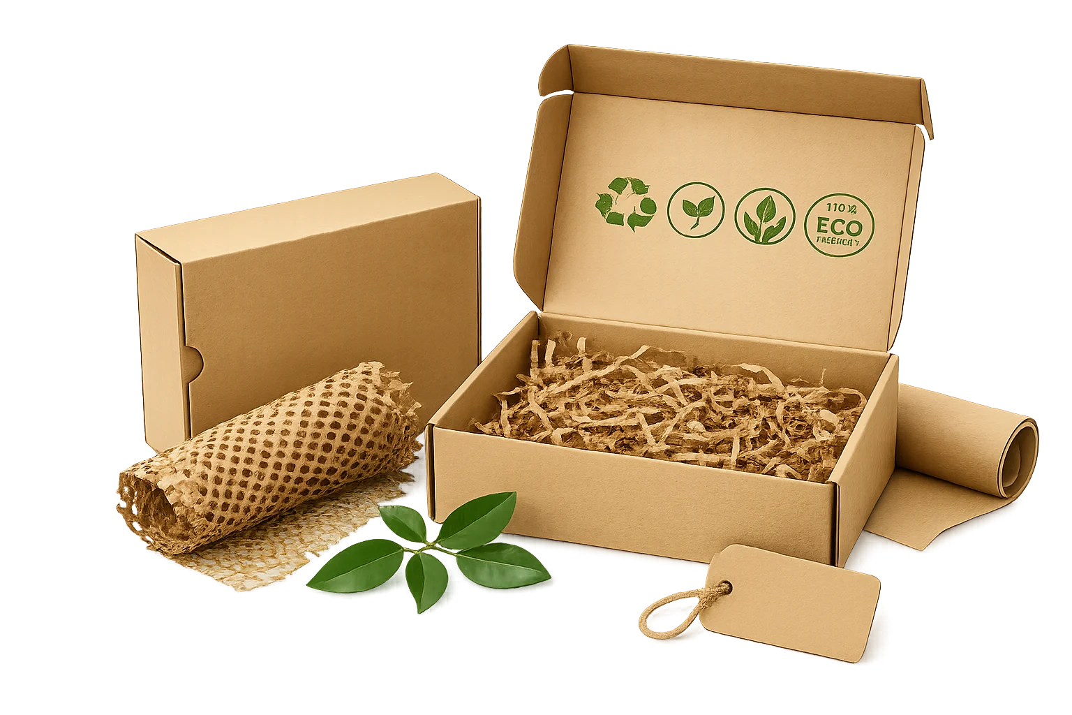 Eco-friendly packaging made from recyclable paper and sustainable materials